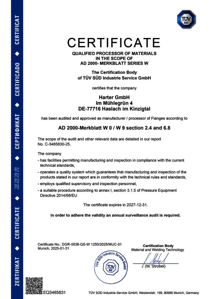 Zertifikat Harter GmbH 2025 EN